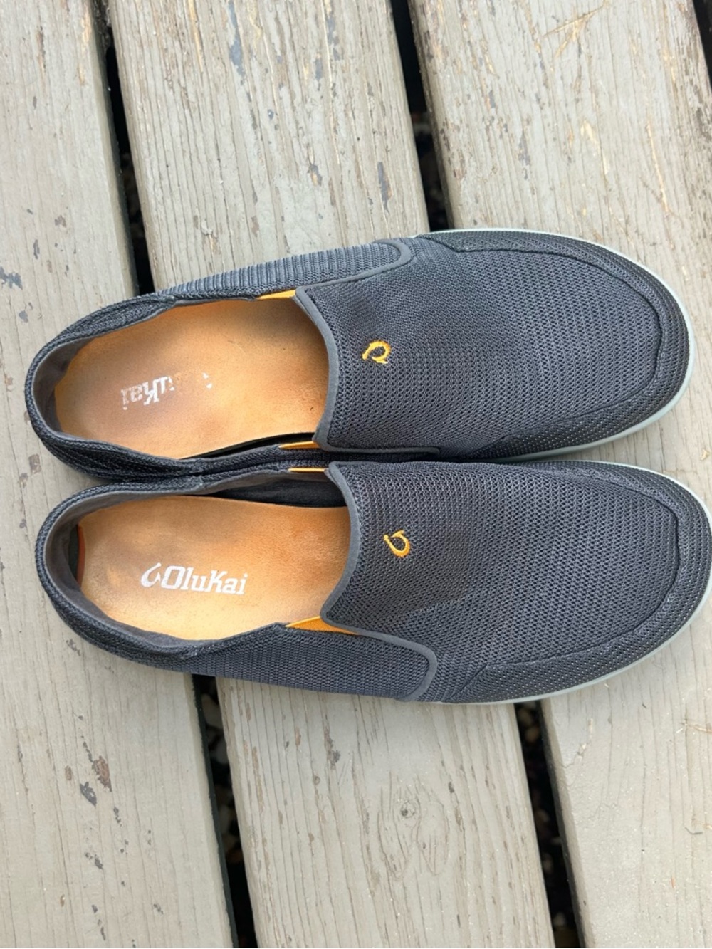 OluKai Nohea Mesh Charcoal Slip-On Loafers with Convertible Heel | Men’s US 10